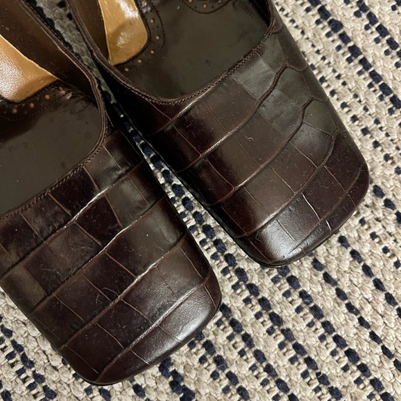 New Lerre - Italian Luxury Croc Square Toe Pumps - Picture 4 of 8